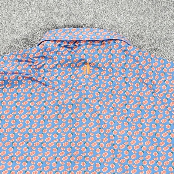 Johnnie-O Performance Polo Shirt Mens Medium Jayme Citrus Print Golf UPF 50 - Picture 7 of 14